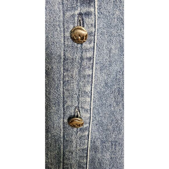 Orvis Denim Shirt Midi Dress Size M Blue Buffalo Nickel Buttons - Picture 4 of 6